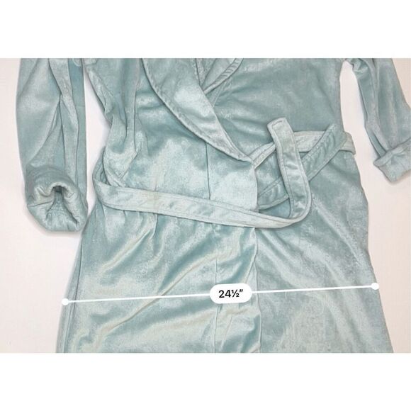 Kim Rogers Blue Fuzzy Belted Adjustable Waist Bath House Robe Set Sz‎ Large - Picture 8 of 11